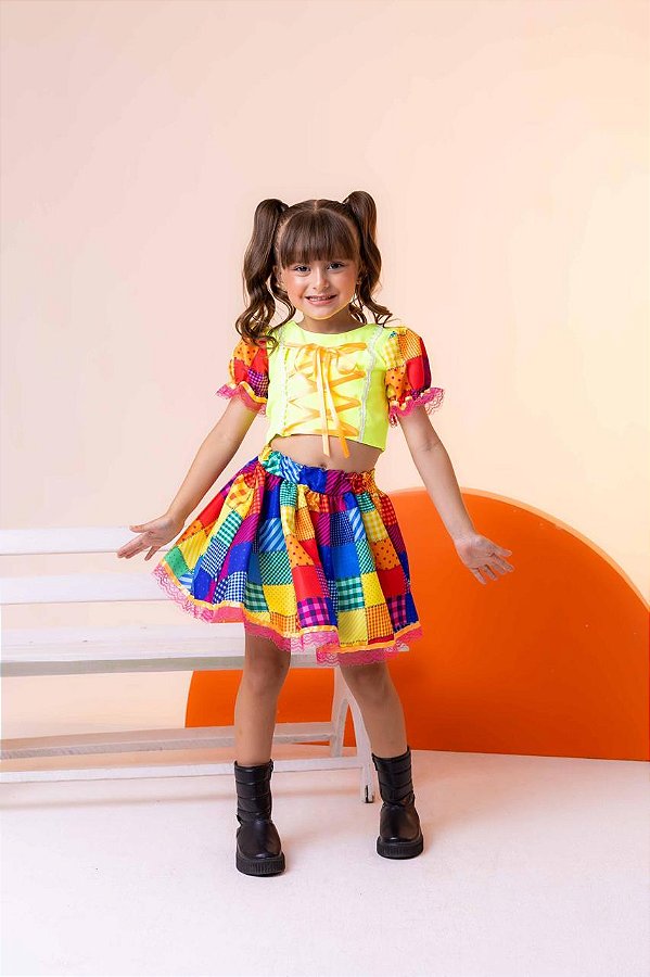 Conjunto Junino Manu Verde Neon