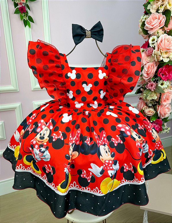 Vestido Minnie Vermelho Temáticos Kids