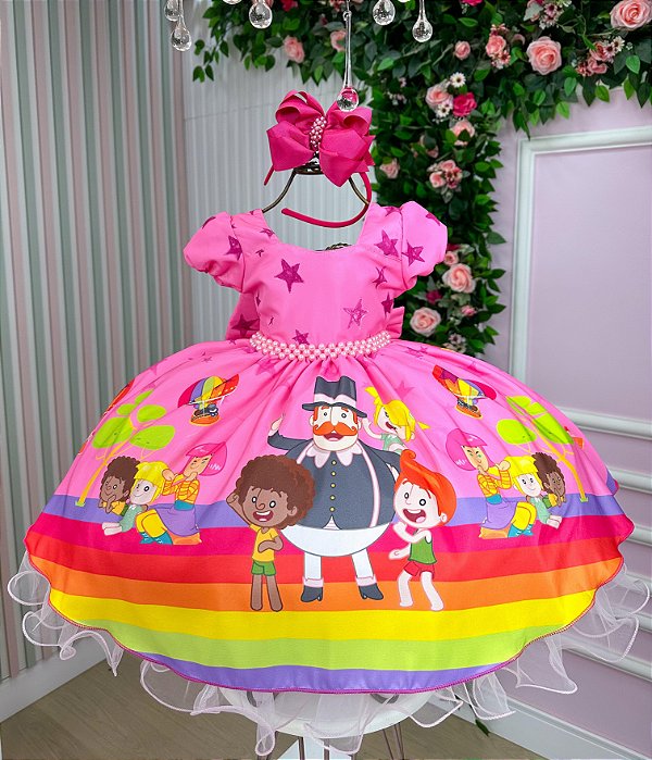 Vestido Infantil Mundo Bita Rosa