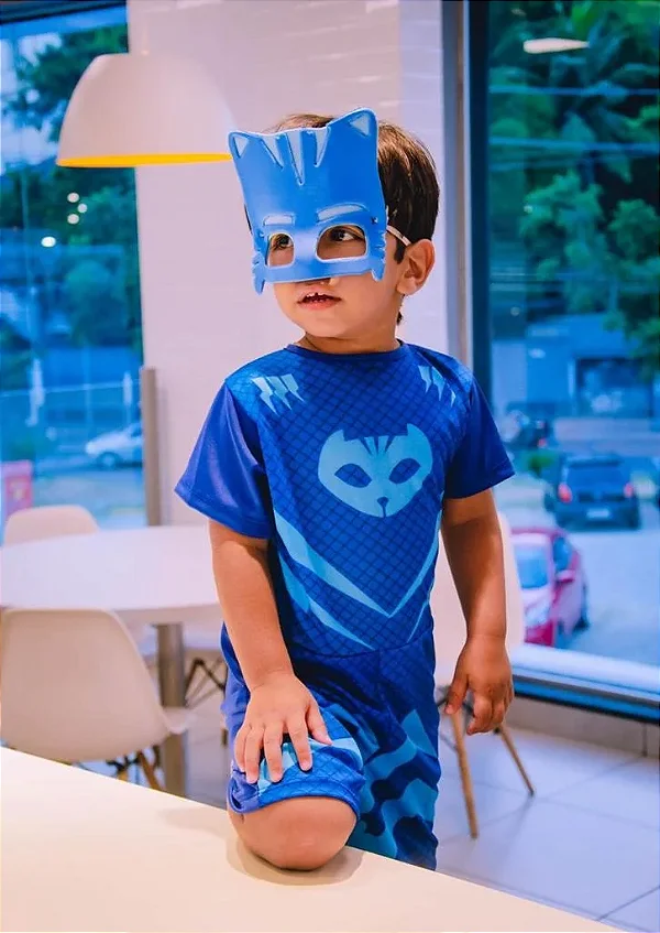 Fantasia Infantil Menino Gato PJ Masks Dia das Crianças