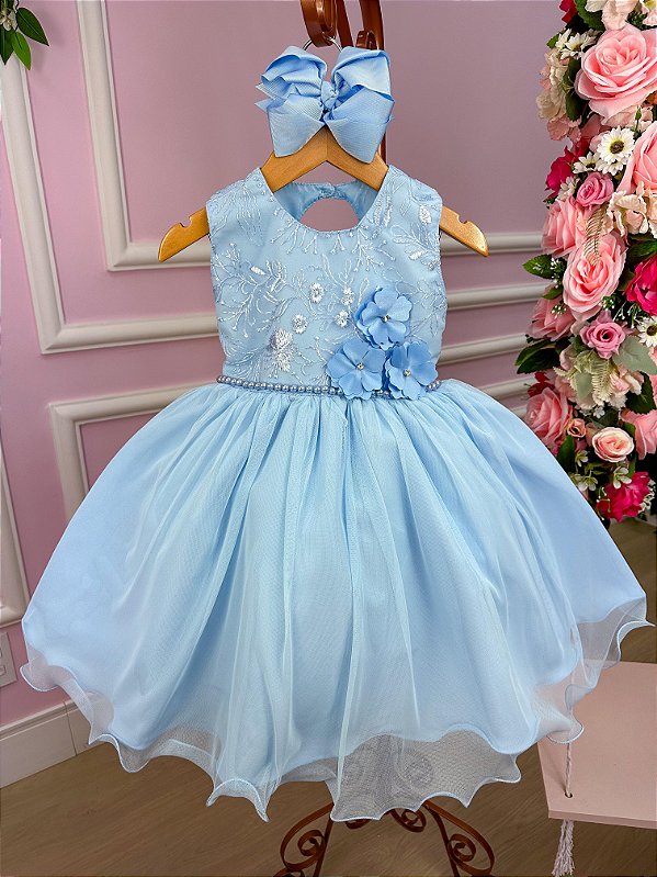 Vestido Jardim Encantado Flora Azul Bebe