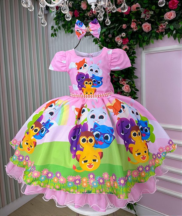 Vestido  Bolofofos Rosa Temático Mimadine