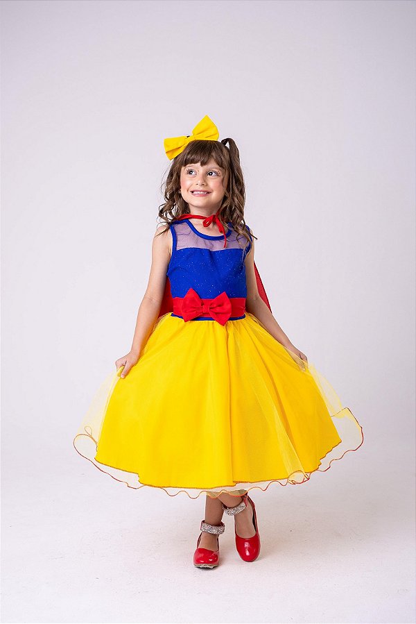 Vestido Infantil Fantasia Branca de Neve