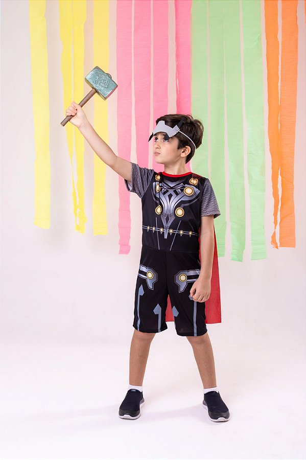 Fantasia Infantil Thor Menino com Capa e Máscara Dia das Crianças