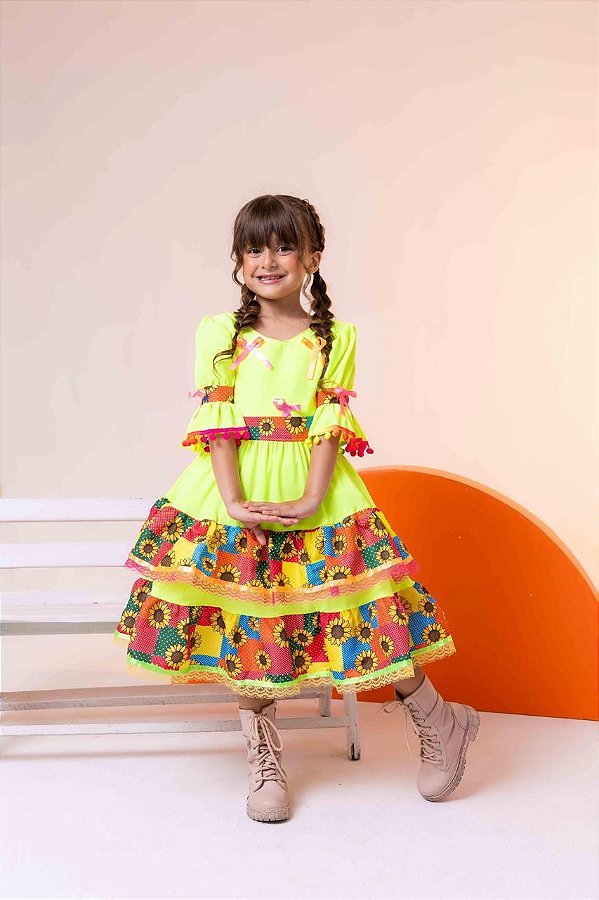 Vestido Junino Luxo Roça Animada