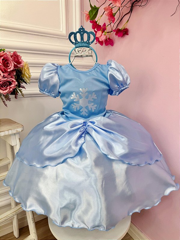 Fantasia Infantil Frozen Elsa Anna Princesas Tiara Festas