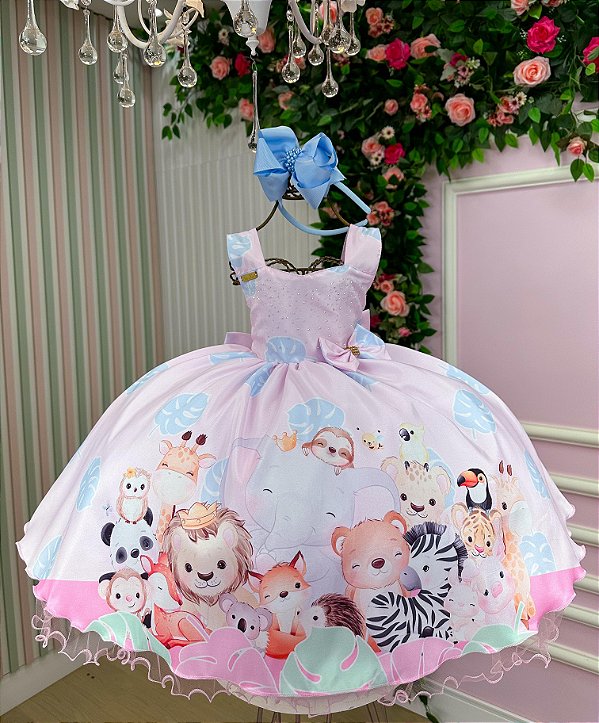 Vestido Infantil Safari Rosa Bebe