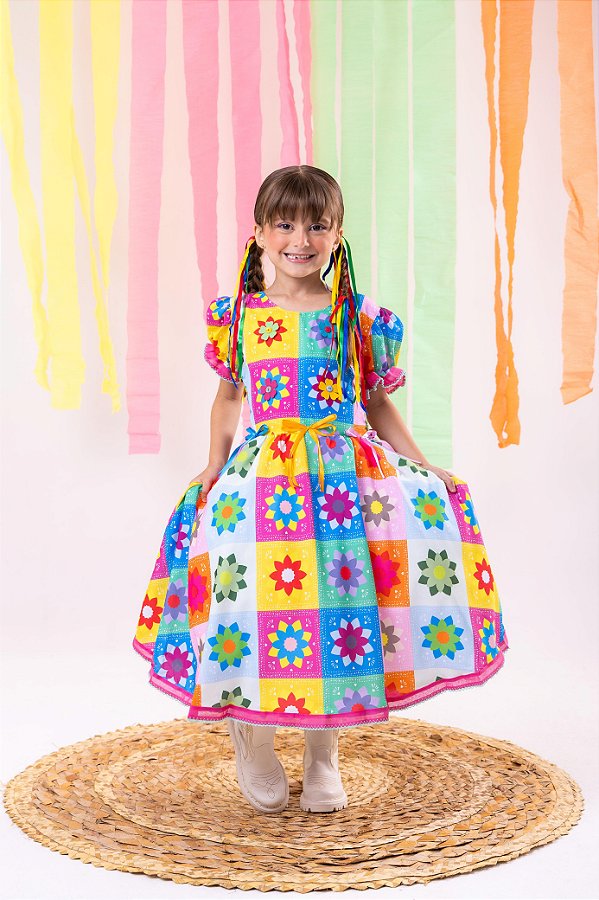 Vestido Junino Luxo Rosa  São João Quadrilha