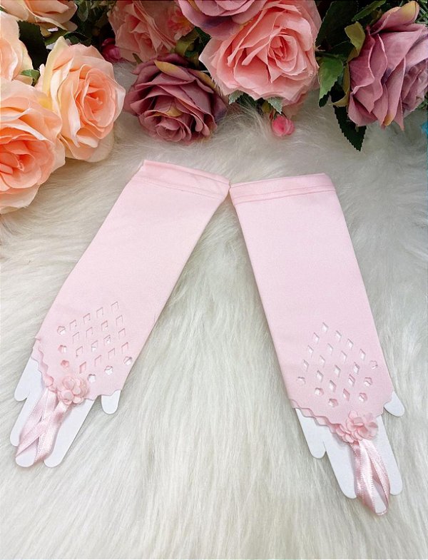 Luvas De Princesa Festa De Casamento Rosa Bebe