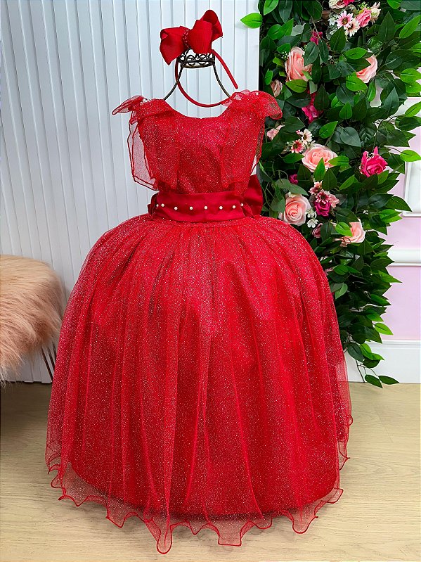 Vestido Infantil Longo Vermelho Formatura