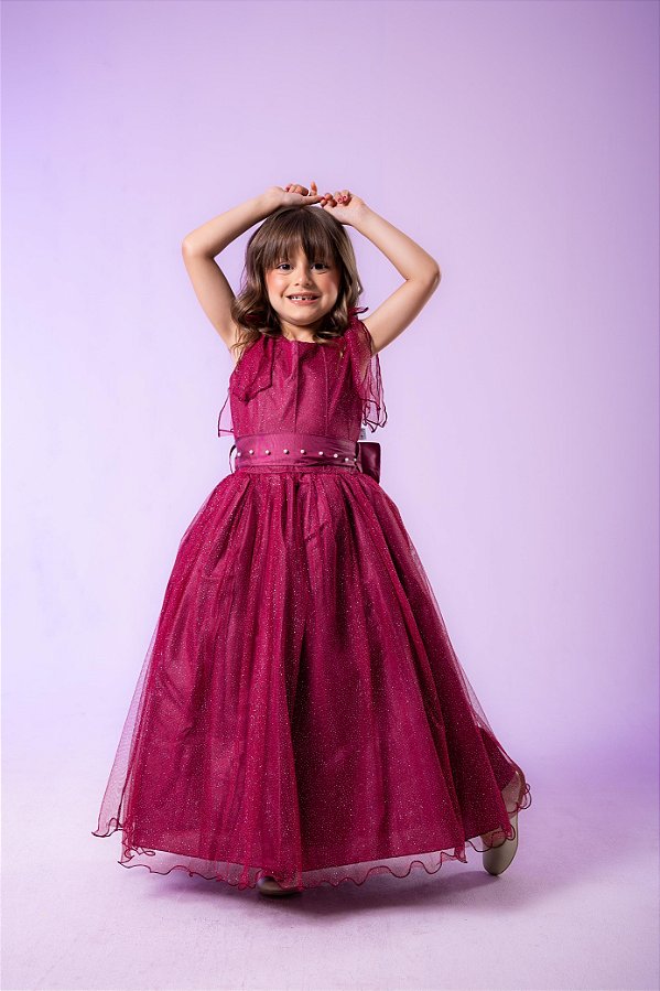 Vestido Infantil Longo Marsala Daminha
