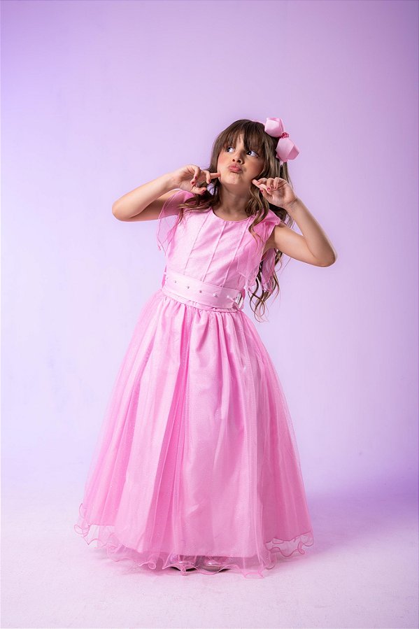 Vestido Infantil Longo Rosa Bebe Formatura