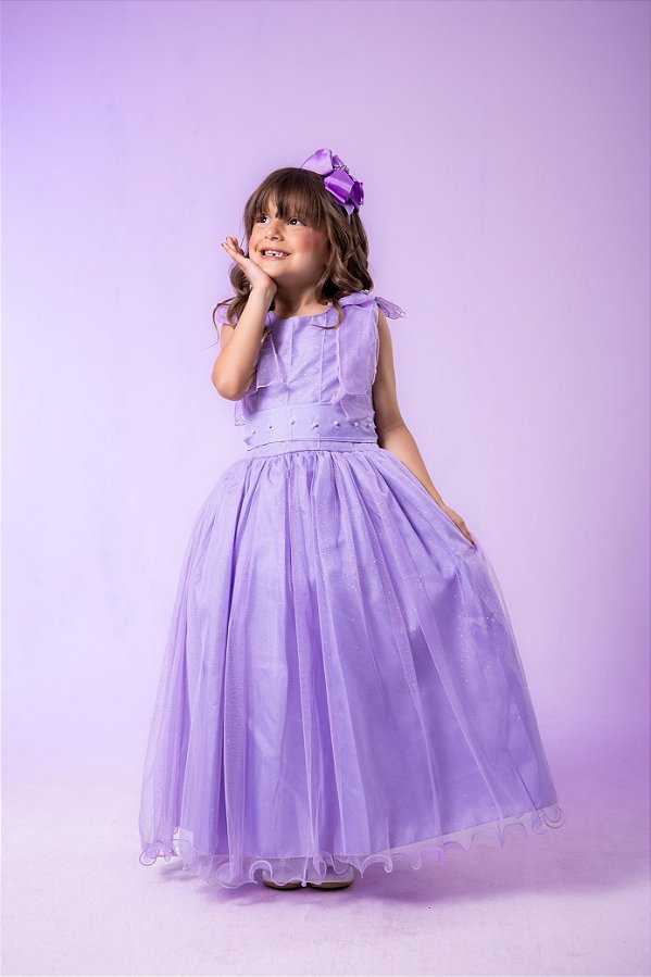 Vestido Infantil Longo Lilas Daminha