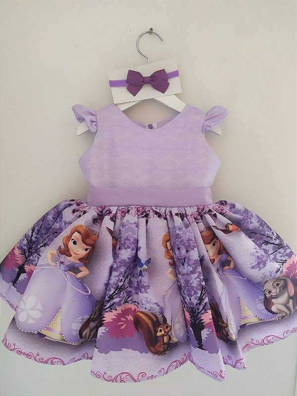 Vestido Princesa Sofia Infantil Luxo Festa