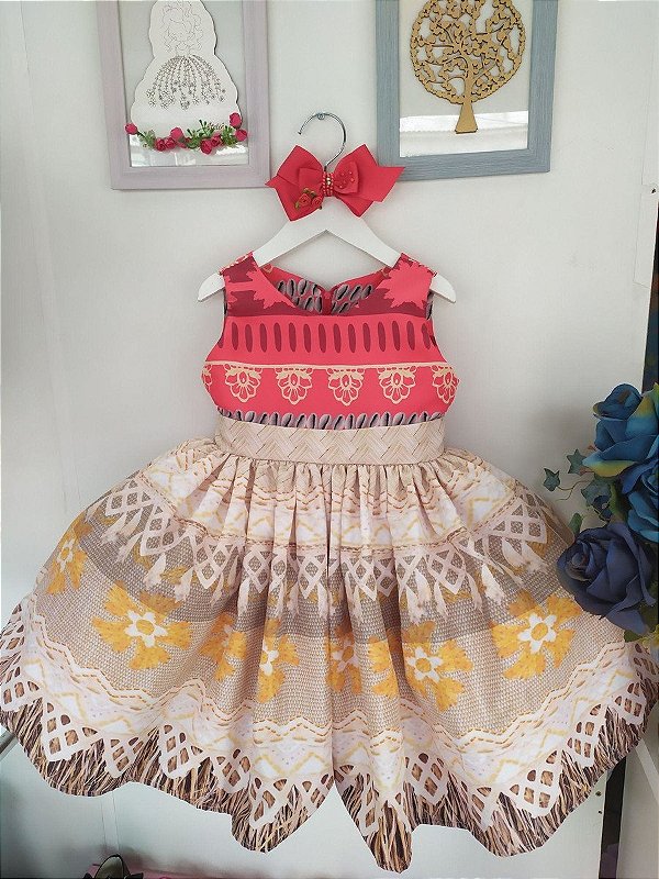 Vestido Moana Infantil Luxo Festa