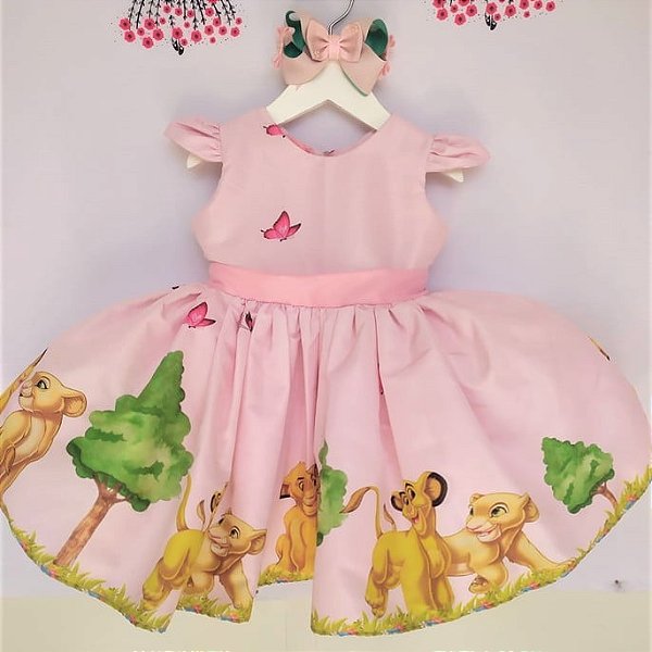Vestido Nala e Simba Infantil Festa Luxo