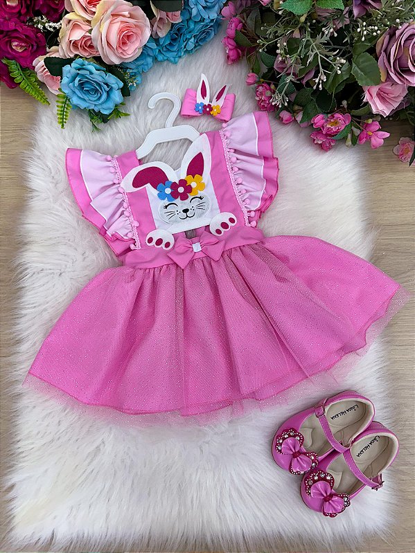 Romper Rosa Coelhinho Vestido Princesa Pascoa