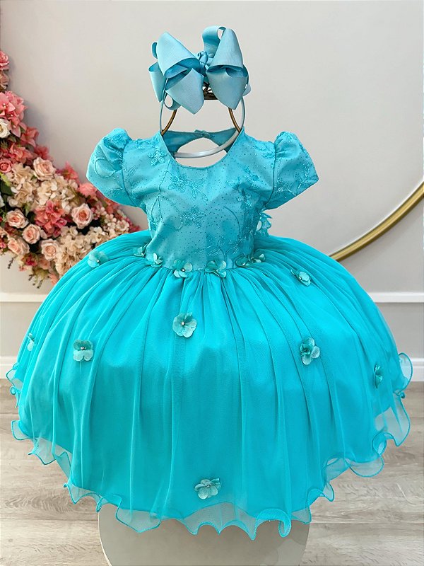 Vestido Infantil Verde Jardim Encantado com Detalhes em Renda