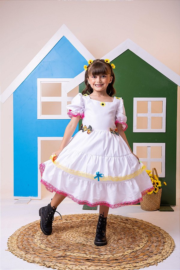 Vestido Junino Luxo Noiva Noivinha Branco