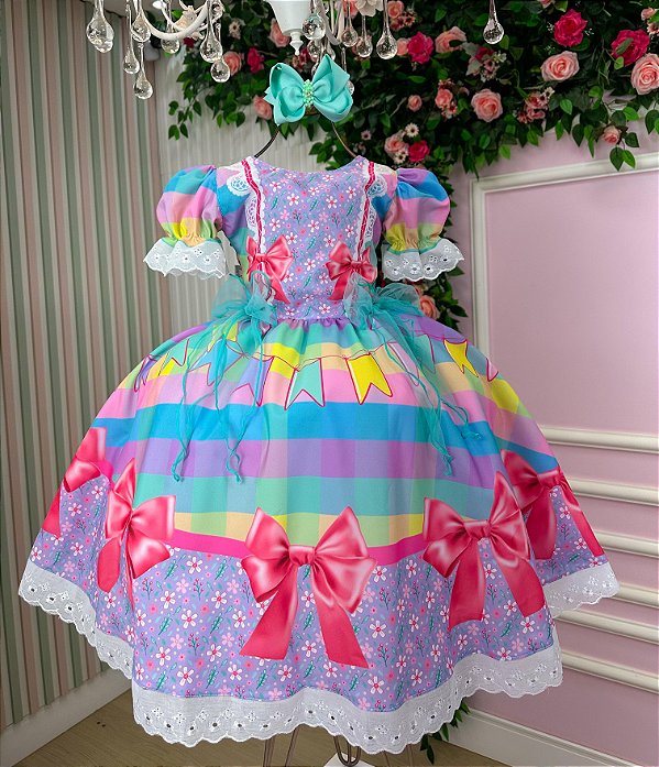 Vestido Junino Luxo Arraiá da Paz