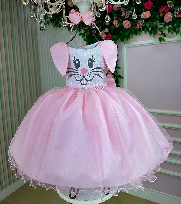 Vestido Infantil Coelho Coelhinho Pascoa Tematico Luxo