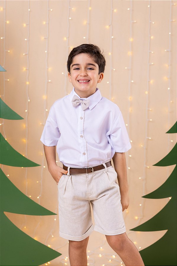 Conjunto Social Linho Shorts Xadrez Heitor