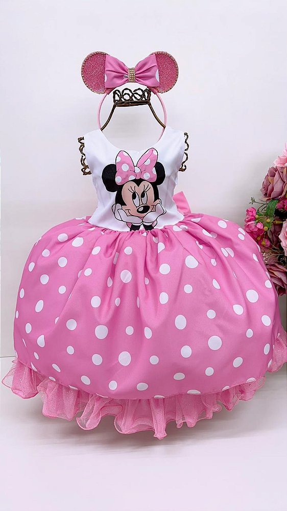 Vestido Minnie Rosa Tematicos Luxinho