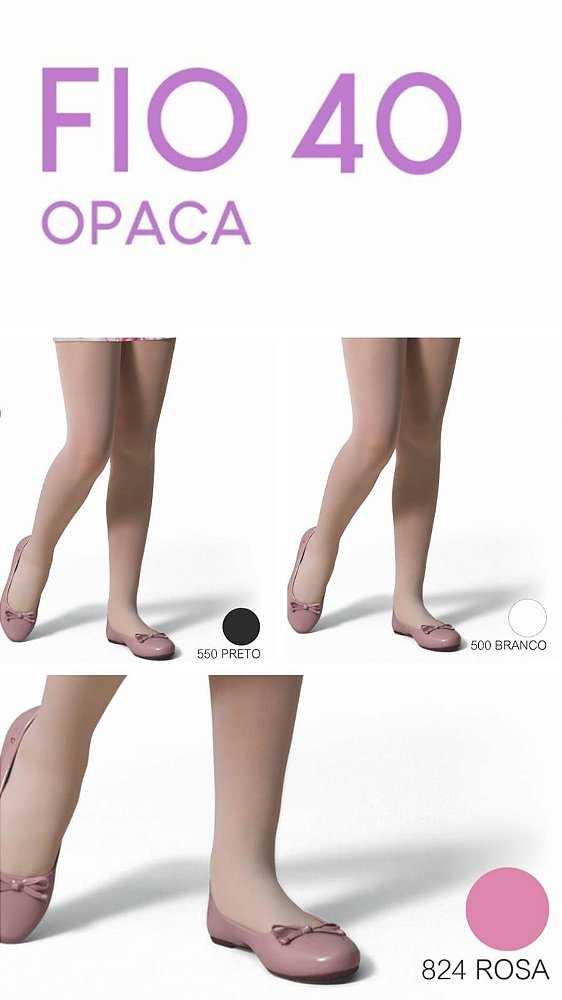 Meia Calça Infantil Fio 40 com Elastano varias cores
