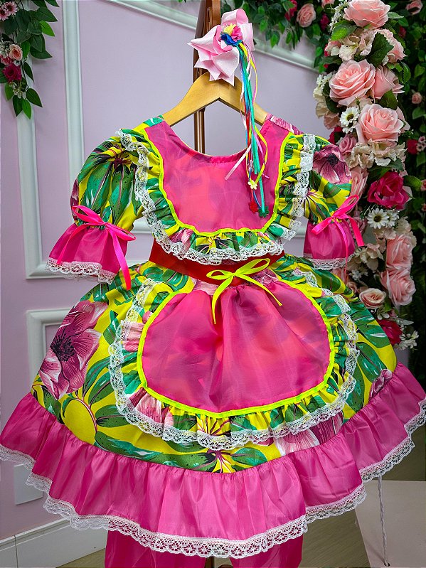 Vestido Junino Infantil Pink Rosilda