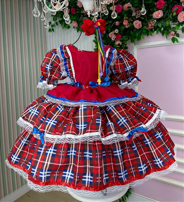Vestido Junino Caipira Luxo Maça do Amor
