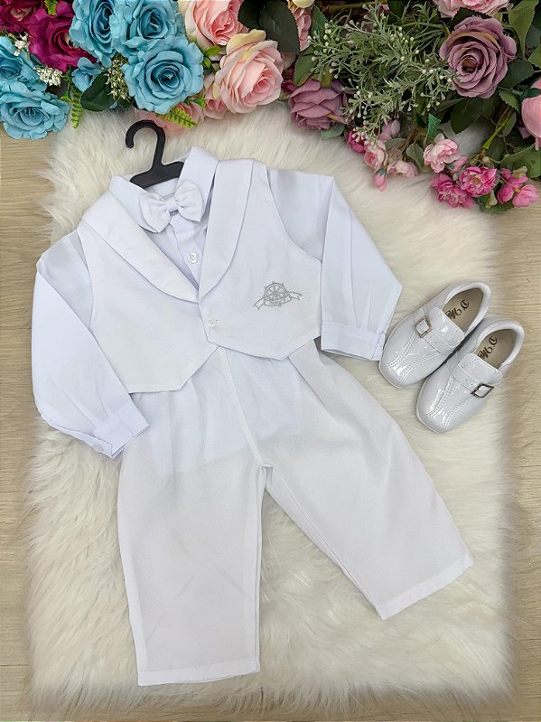 Conjunto Social Batizado Calça Branco