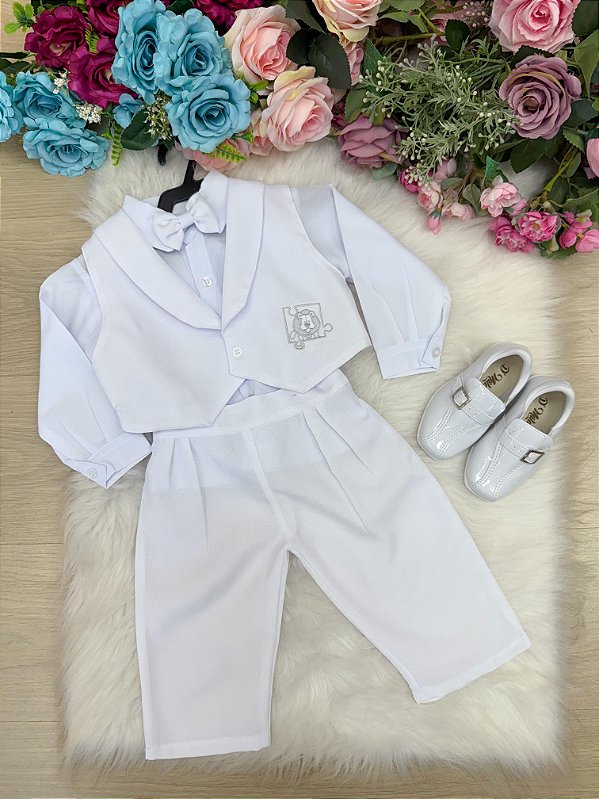Conjunto Social Batizado Calça Branca