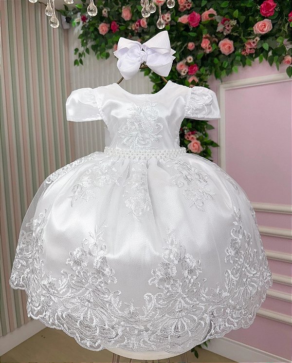 Vestido Realeza Branco Festa Luxo