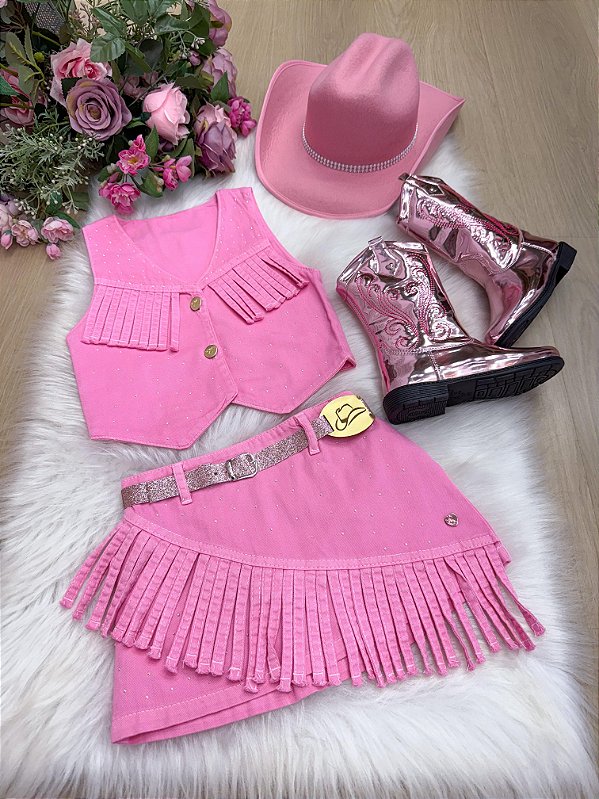 Conjunto Boiadeira Rosa Country