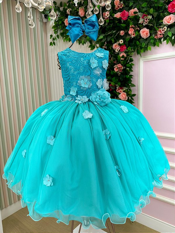 Vestido Infantil Daminha Regata Flores Verde