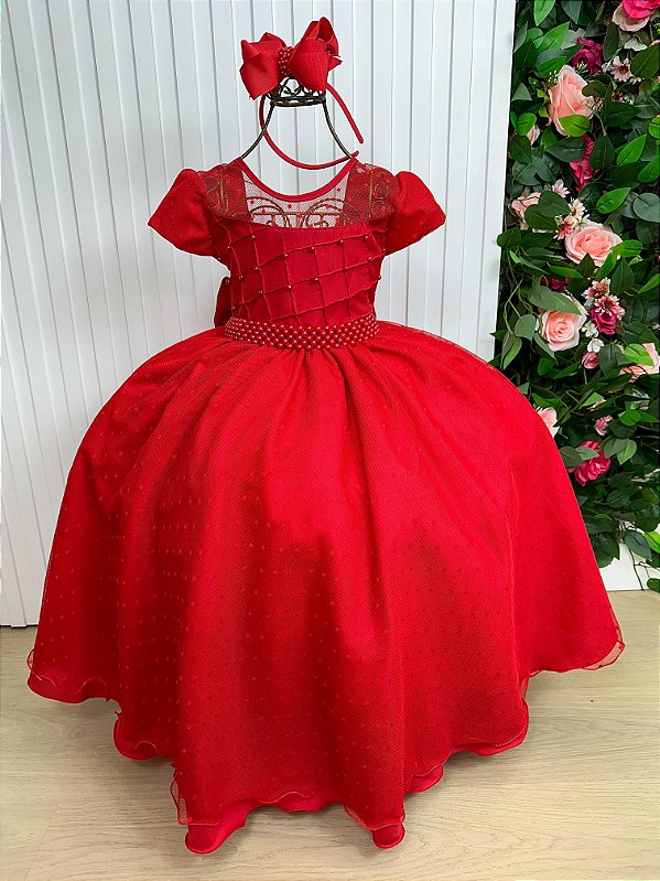 Vestido Formatura Vermelho Longo Tule Pipoquinha