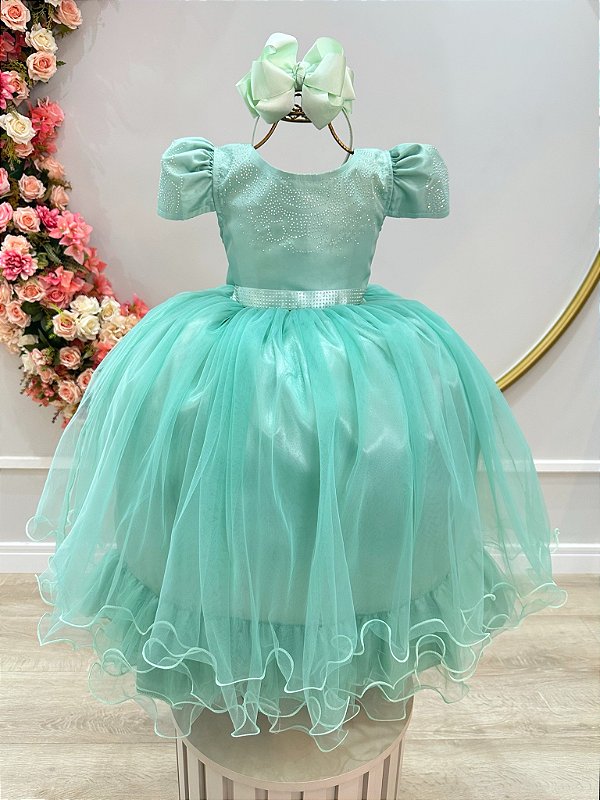 Vestido Formatura Verde Menta Infantil  Dama Casamento Festas Luxo
