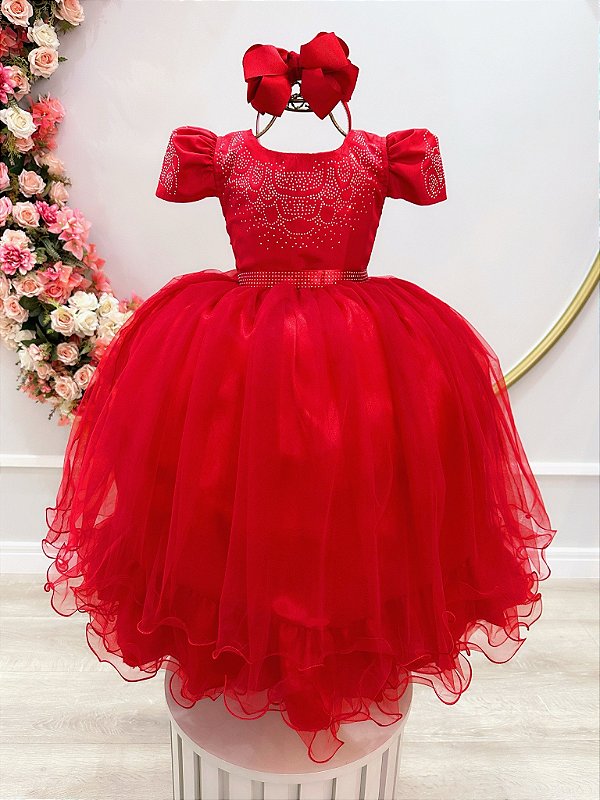Vestido Formatura Vermelho Infantil Damas Casamento Festas Luxo