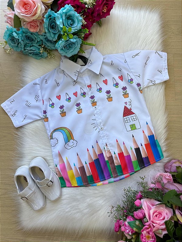 Camisa Aquarela Meninos Lapis Aquarela ABC