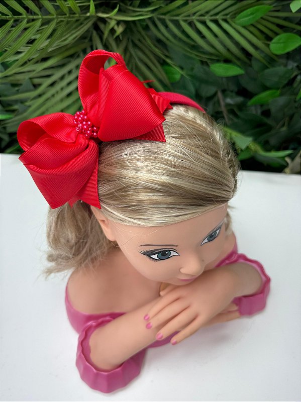 Tiara Infantil Vermelho Detalhes em Pérolas Festa Luxo