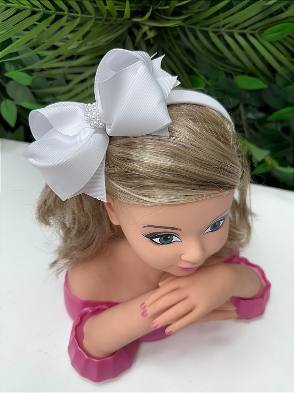 Tiara Infantil Branco Detalhes em Pérolas Festa Luxo