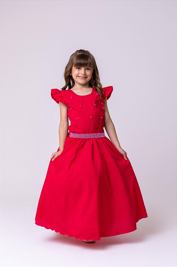 Vestido Infantil Pink Formatura Longo Dama de Honra Luxo Festas