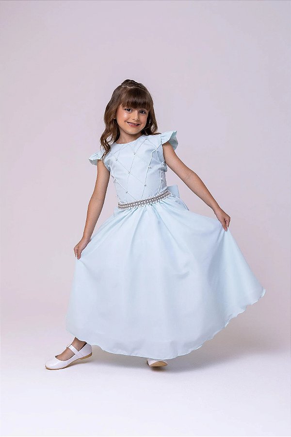 Vestido Infantil Verde Formatura Longo Dama de Honra Luxo Festas