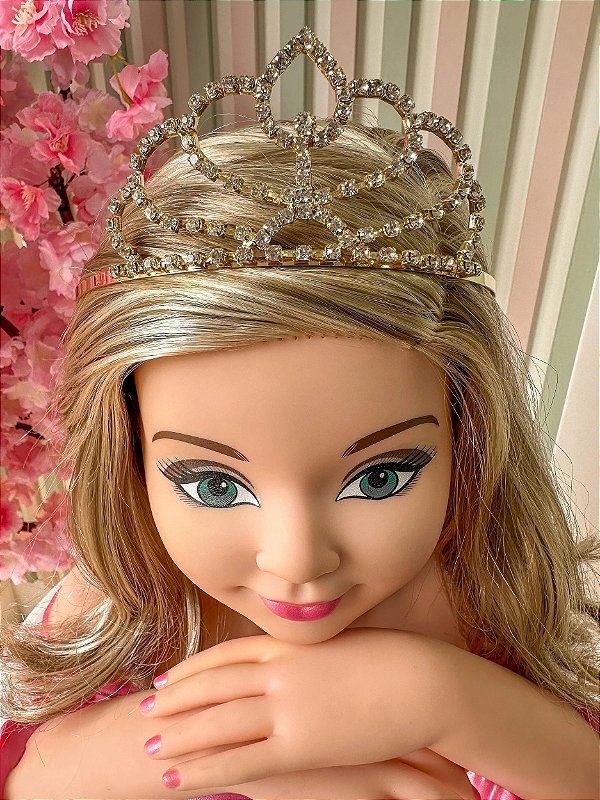 Coroa Princesa Infantil Strass Dourada Ayla