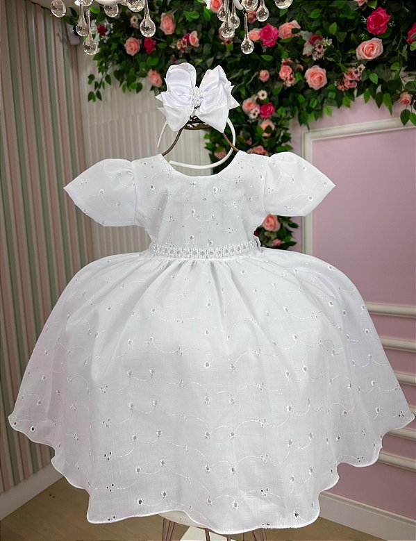 Vestido Branco Bebe Lese Laise Festa Luxo