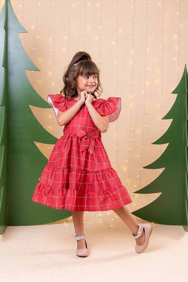 Vestido Infantil Vermelho Natal Natalino Festa Luxo