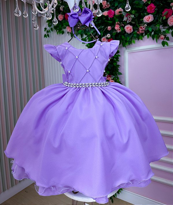 Vestido Infantil Lilas Menina Luxo