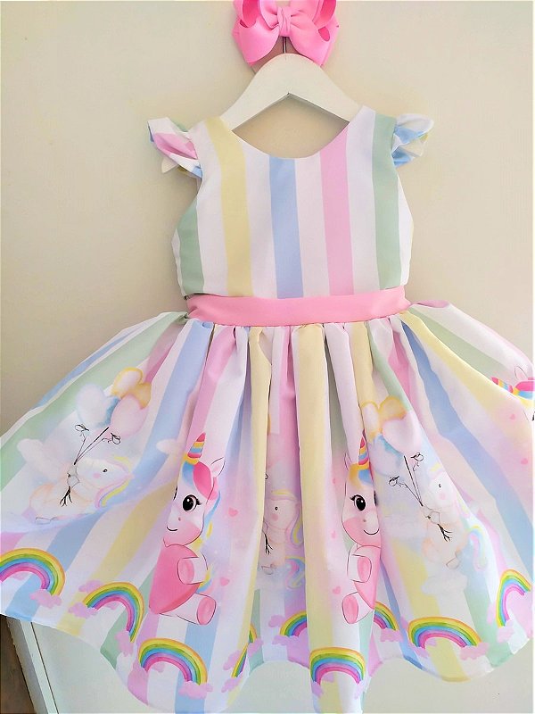 Vestido Infantil Unicórnio Festa Luxo