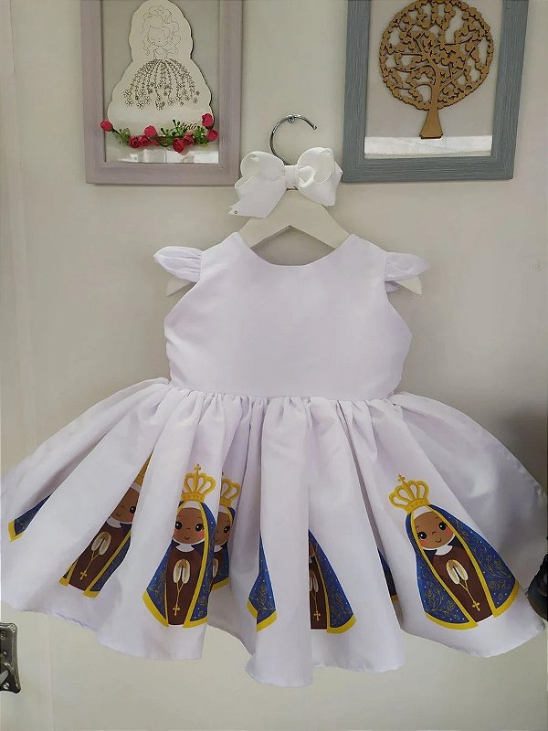 Vestido Infantil Luxo Nossa Senhora Aparecida Festa