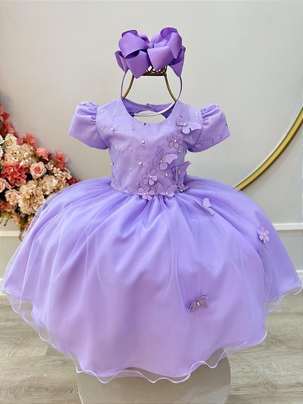 Vestido Infantil Lilás Jardim Encantado Daminha Festas